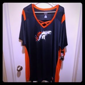 3X NFL Broncos Mesh V Neck Shirt